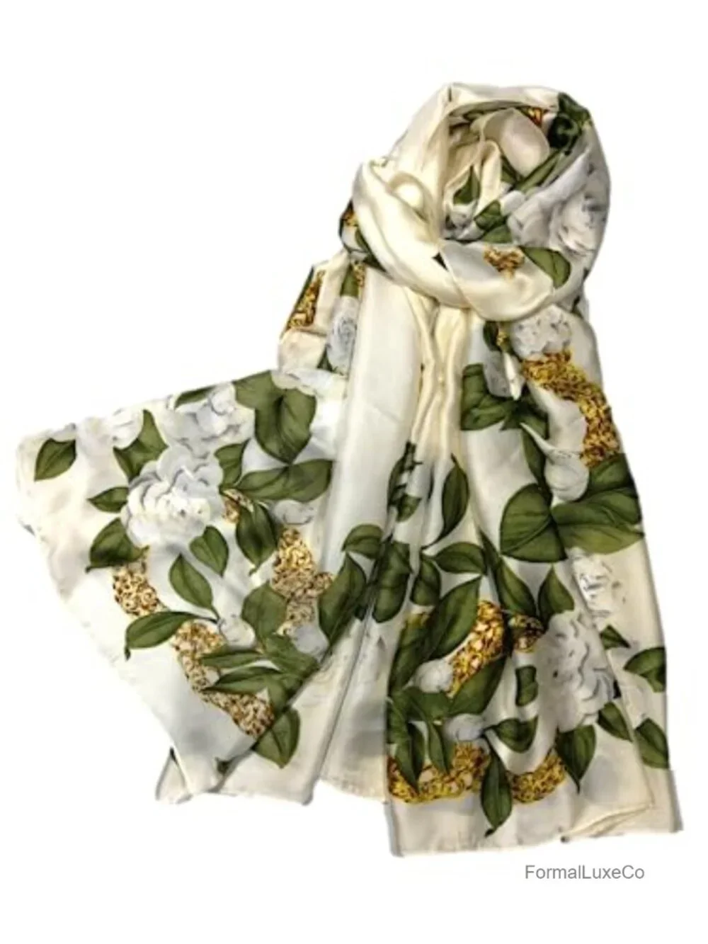 Silk Feel Floral Satin Long Scarf Shawl in Gift Box